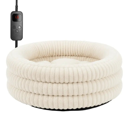 Adjustable-Warmth Donut-Style Pet Bed with Removable Heating Pad