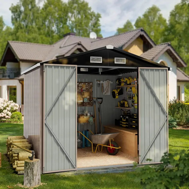 Aoxun 6.4×4 FT Compact Outdoor Storage Shed  Weatherproof Tool & Garden Equipment Enclosure