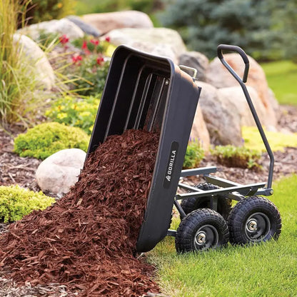 Heavy-Duty Pneumatic Garden Cart  4-Cu-Ft Capacity, 600-Lb Load Rating for Landscaping and Yard Work
