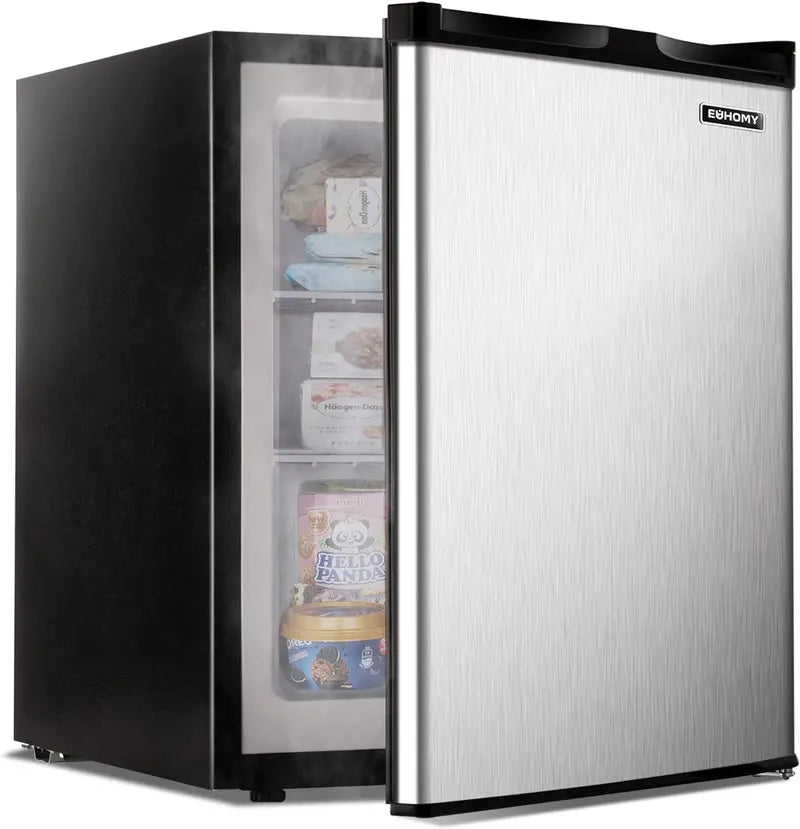 Compact 3.0 Cu. Ft. Upright Mini Freezer — Stainless Steel Reversible Door, Ideal for Dorms, Apartments, or Offices
