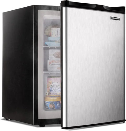 Compact 3.0 Cu. Ft. Upright Mini Freezer — Stainless Steel Reversible Door, Ideal for Dorms, Apartments, or Offices