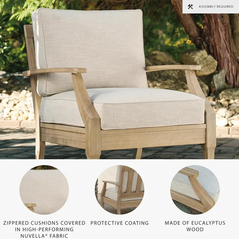 Coastal-Inspired Outdoor Eucalyptus Terrace Sofa Set