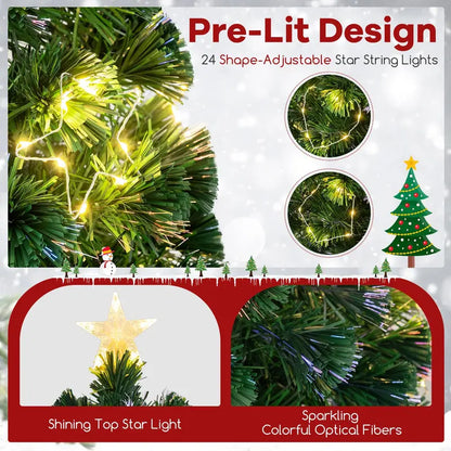 5-Foot Pre-Lit Fiber Optic Christmas Tree with Adjustable Star Lights
