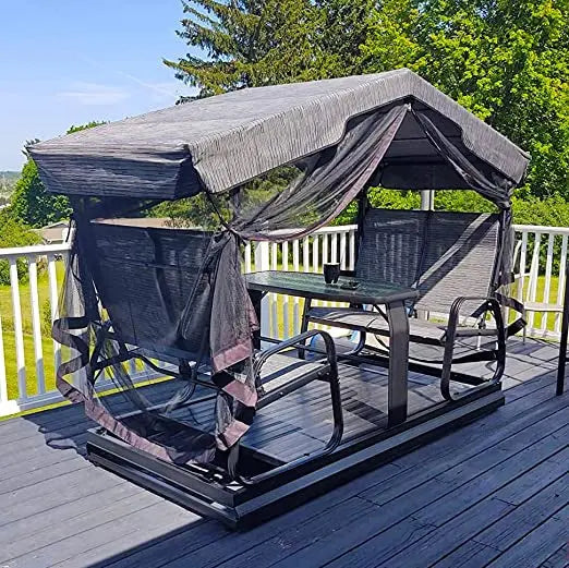 Retro-Style Metal Outdoor Glider Bench  Porch &amp; Patio Seating