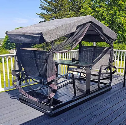 Retro-Style Metal Outdoor Glider Bench  Porch &amp; Patio Seating