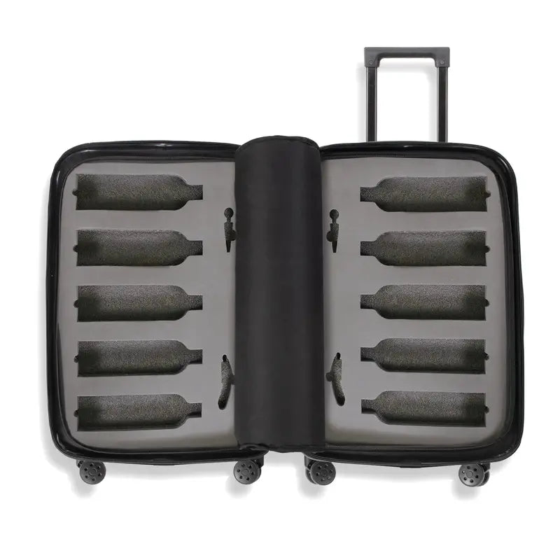 The Ten Wine Luggage  TSA-Approved, Anti-Theft Hard-Shell Spinner Suitcase for 10 Bottles