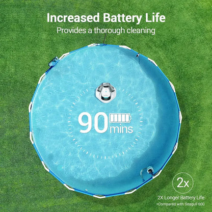 Cordless Robotic Pool Vacuum  90-Minute Runtime, LED Status Indicator & Self-Parking Feature for Flat Above-Ground or Inground Pools up to 40 Feet