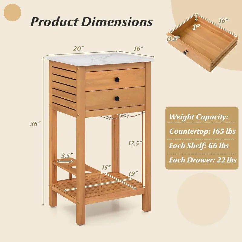 Backyard Bar Buffet Sideboard  Weather-Resistant Outdoor Serving Cabinet for Deck or Garden