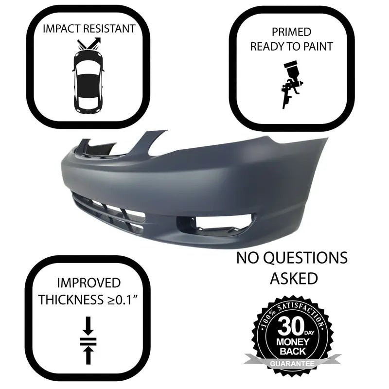 Primed Front Bumper Cover Fascia for 2003-2004 Toyota Corolla CE LE 5211902915