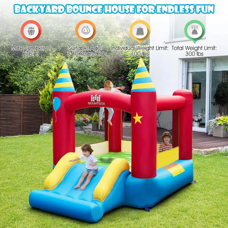 Costway Inflatable Bouncer for Kids  Indoor/Outdoor Jumping Castle with 480W High-Flow Blower & Safety Features