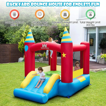 Costway Inflatable Bouncer for Kids  Indoor/Outdoor Jumping Castle with 480W High-Flow Blower & Safety Features
