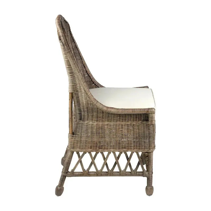 East at Main Natural Rattan Dining Accent Chair  Cushioned Woven Seating with Elegant Finish
