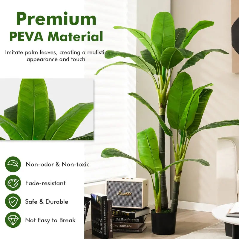 5-Foot Artificial Bird of Paradise Plant with Lifelike Tropical Foliage