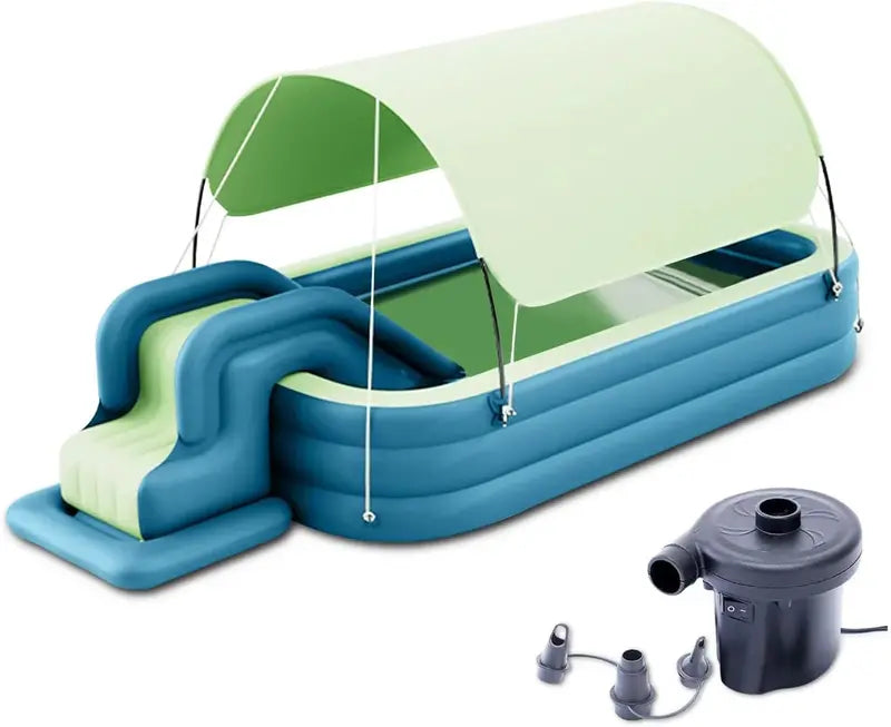 Ergocar Inflatable Backyard Water Park  Slide Pool with Awning and Mega Bounce Castle