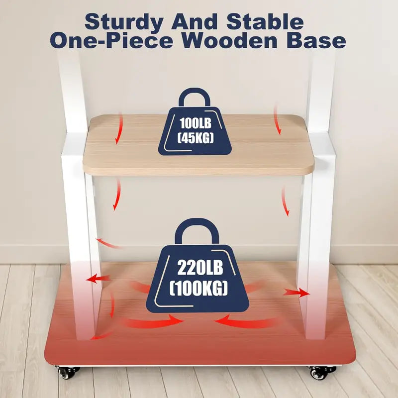 Hellsehen Mobile TV Stand  Adjustable Height Rolling Cart with Casters for Flat-Screen TVs