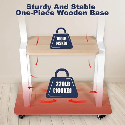 Hellsehen Mobile TV Stand  Adjustable Height Rolling Cart with Casters for Flat-Screen TVs