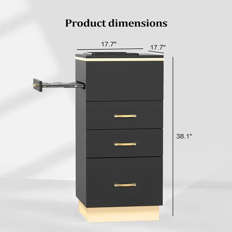 OmySalon 3-Drawer Salon Station  Mobile Barber & Spa Storage Cart with Adjustable Shelves and Casters