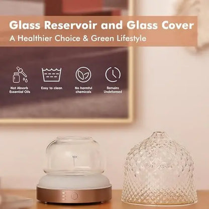 200ml Glass Reservoir Essential Oil Diffuser with Colorful Lights & Auto-Off for Home, Office, Bedroom