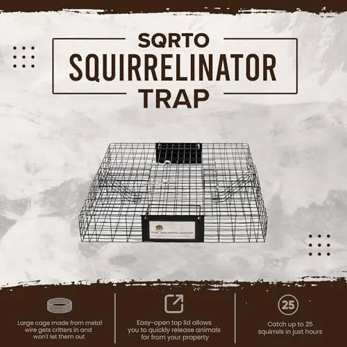 Rugged Ranch Squirrelinator Live Trap  Dual-Door, Heavy-Gauge Wire Cage for Humane Squirrel Relocation