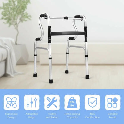 Heavy-Duty Folding Walker  FDA-Certified Support Frame with Toilet Armrests (400 LB Capacity)