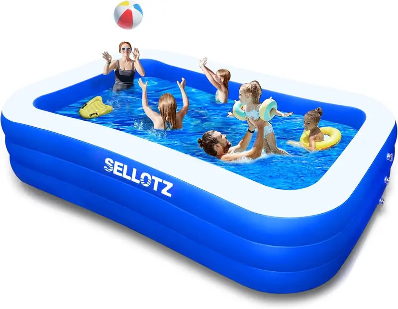 Extra-Large Family Inflatable Pool for Kids & Adults  120″ x 72″ x 22″, Heavy-Duty Backyard Swimming Pool for Summer Play