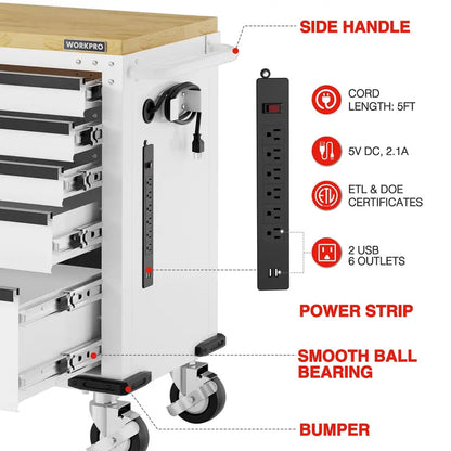 WORKPRO 52-Inch Heavy-Duty Rolling Tool Chest  5-Drawer Cabinet with 1000-Lb Load Capacity