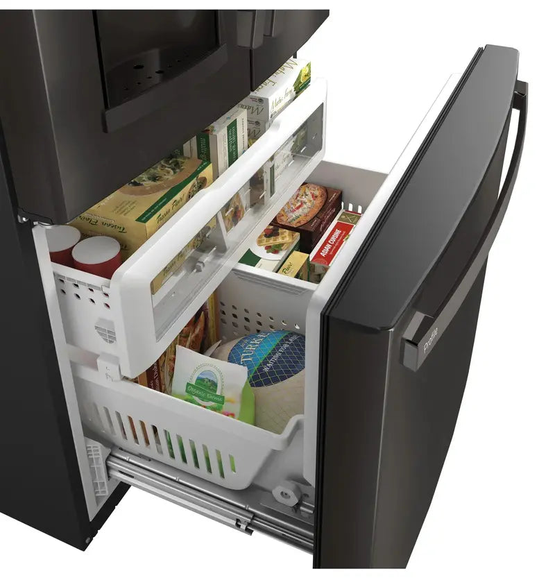 PFE28KBLTS French Door Refrigerator  36-Inch, Black Stainless Steel, Advanced Cooling System