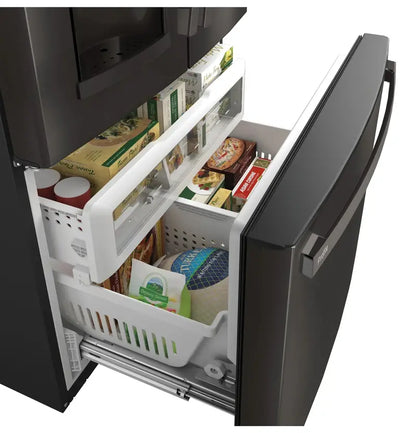 PFE28KBLTS French Door Refrigerator  36-Inch, Black Stainless Steel, Advanced Cooling System