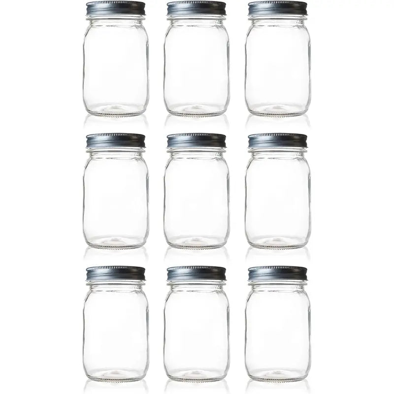 Seacoast Regular Mouth Mason Jars with Steel Lids and Bands, 16-Ounces  (Set Of  9 Pieces)