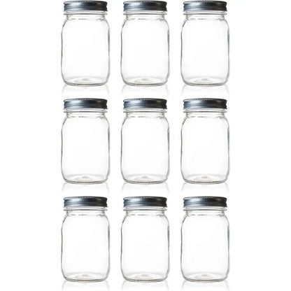 Seacoast Regular Mouth Mason Jars with Steel Lids and Bands, 16-Ounces  (Set Of  9 Pieces)