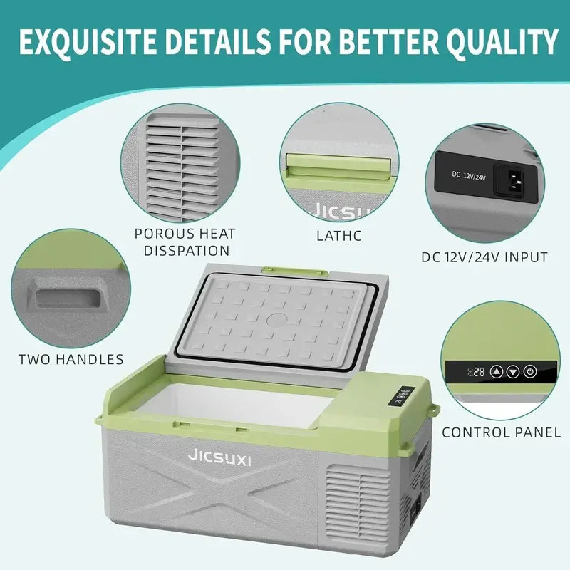 17-Quart 12V Portable Compressor Fridge  Adjustable Temperature Car Cooler (-4°F to 68°F)