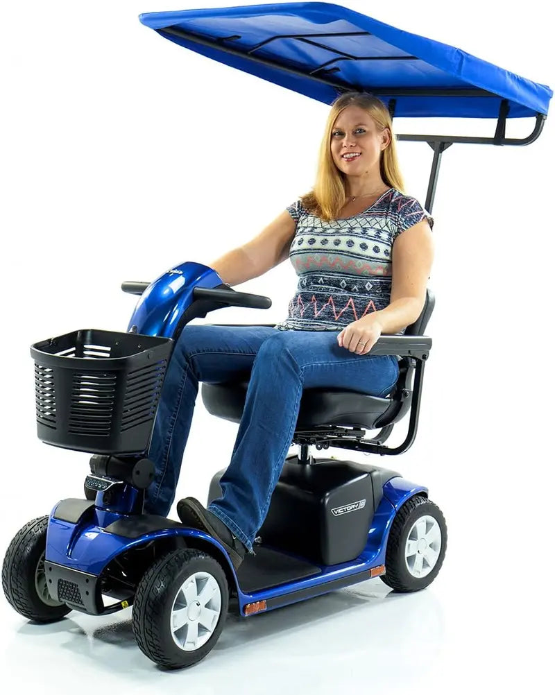 Pride & Drive Blue Water-Resistant Adjustable Height Mobility Scooter Sunshade Canopy