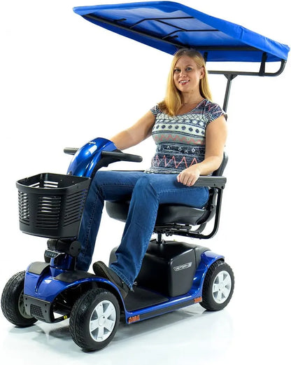Pride & Drive Blue Water-Resistant Adjustable Height Mobility Scooter Sunshade Canopy