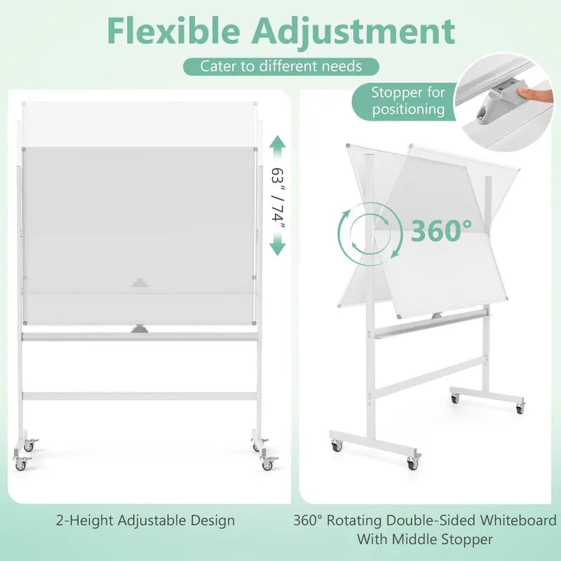 48″ x 36″ Double-Sided Magnetic Dry Erase Board  Includes Flipchart Functionality