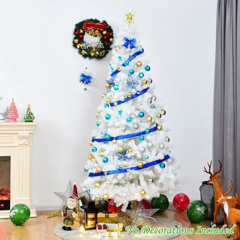 White Metal-Legged Christmas Tree  All-Weather Holiday Decor for Indoor and Outdoor Spaces
