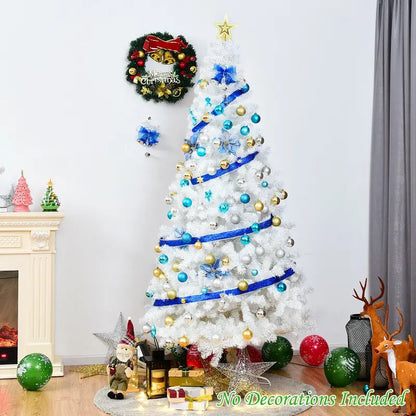 White Metal-Legged Christmas Tree  All-Weather Holiday Decor for Indoor and Outdoor Spaces