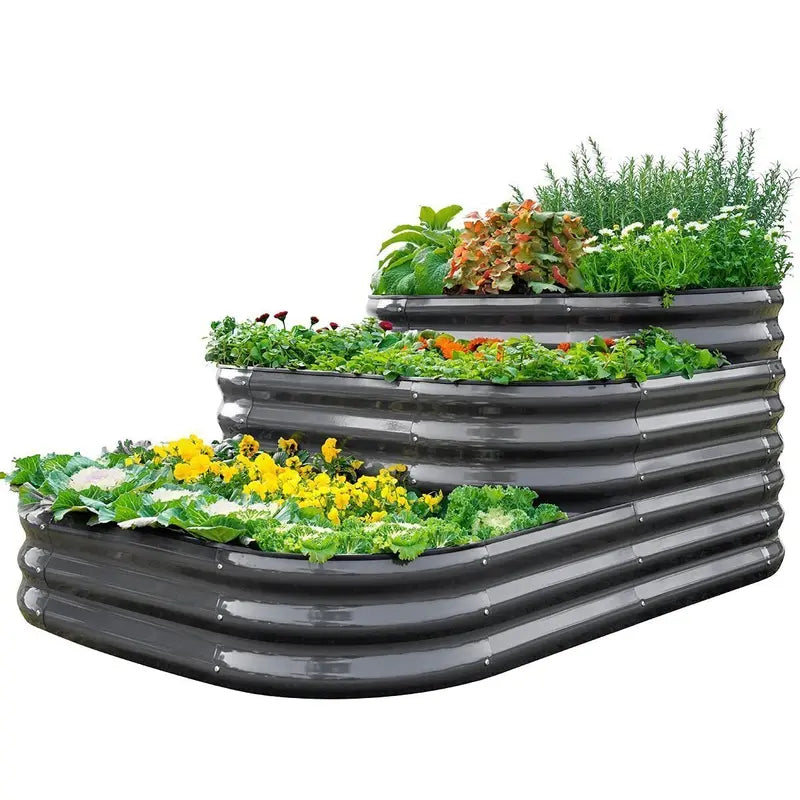 Galvanized 3-Tier Raised Garden Bed Kit  Durable Metal Planter, 43 Inches