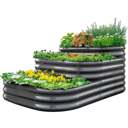 Galvanized 3-Tier Raised Garden Bed Kit  Durable Metal Planter, 43 Inches