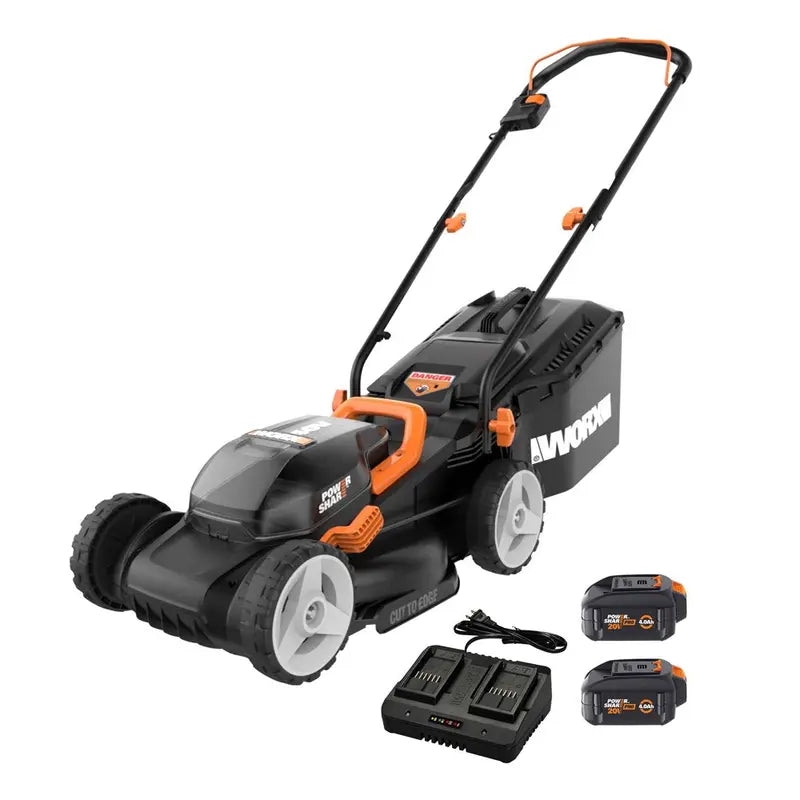 Worx 40V 14-Inch Cordless Lawn Mower  Intellicut Tech, Mulching & Dual 20V Battery Kit Included