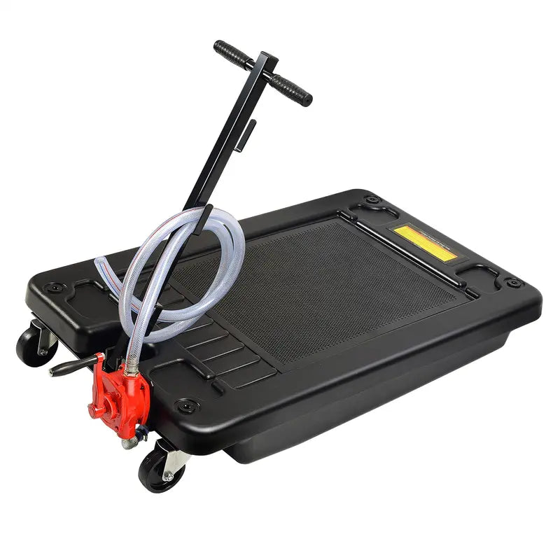 Low-Profile 17-Gallon Oil Drain Pan with Pump  Portable Oil Change System with 8-Foot Hose