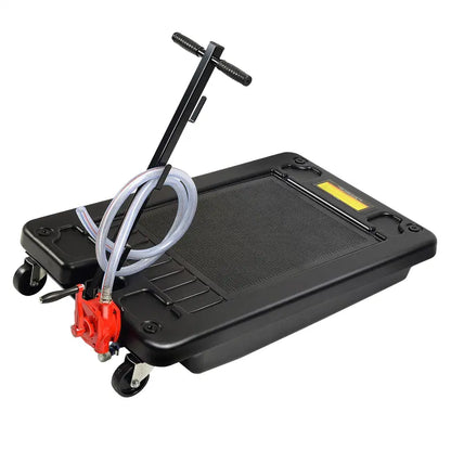 Low-Profile 17-Gallon Oil Drain Pan with Pump  Portable Oil Change System with 8-Foot Hose
