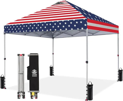 CROWN SHADES 10′ x 10′ Beach Canopy Tent: One-Push Deployment, Silver-Coated UV-Reflective Top, Three-Height Adjustment, and Sandbag Stability System