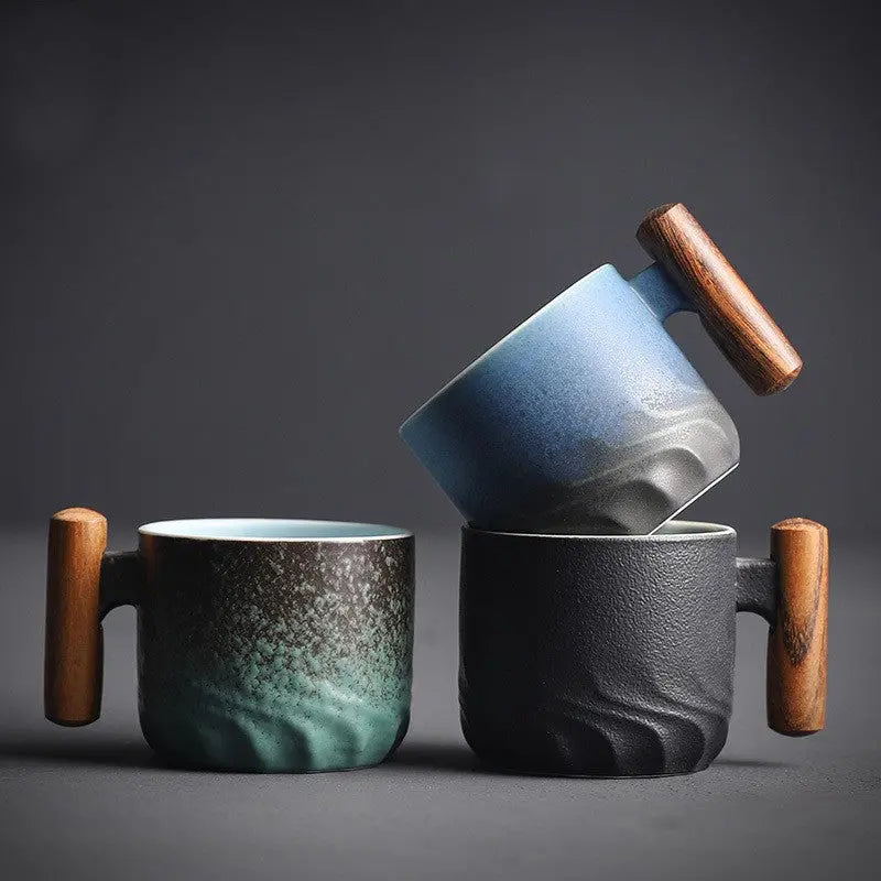 Zonema Ceramic Coffee Set  Minimalist Mug, Matching Saucer & Spoon