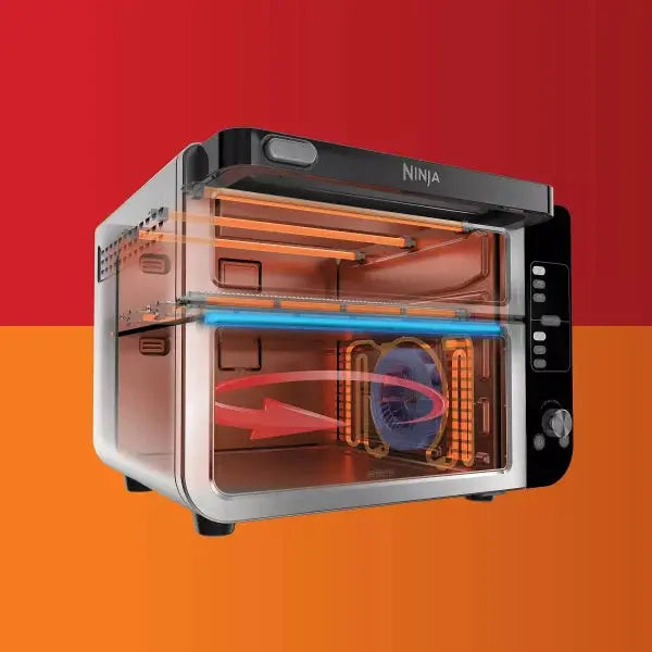 Dual-Oven Range with FlexDoor: Top Oven (Rapid + FlavorSeal Smart Finish) & Bottom Convection Air Fry Oven (DCT401)