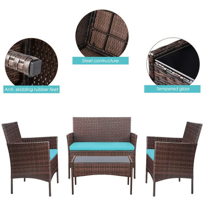 Homall 4-Piece Outdoor Patio Chair Set  Synthetic Rattan Wicker Seating with Powder-Coated Frames
