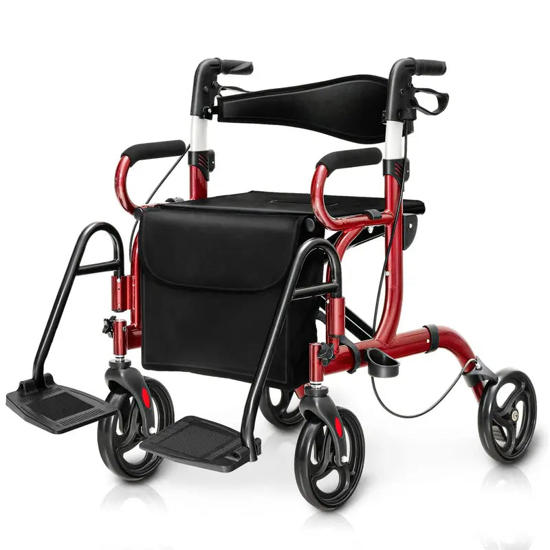 Senior-Friendly 2-in-1 Rollator Walker with Built-in Seat and Medical-Grade Support