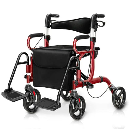 Senior-Friendly 2-in-1 Rollator Walker with Built-in Seat and Medical-Grade Support