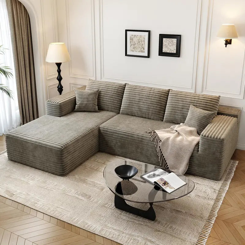 Cloud Modular L-Shaped Sectional Sofa  107.5-Inch Modern Minimalist Upholstered Couch with Chaise