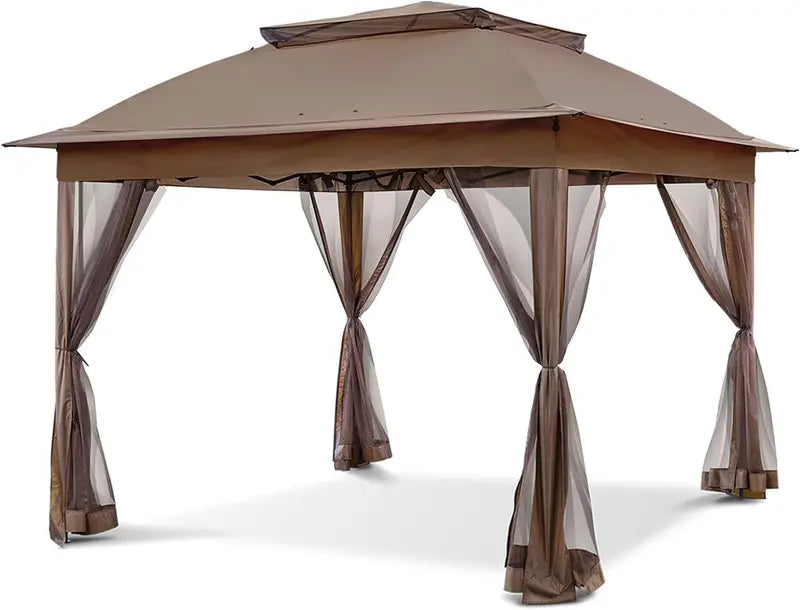 COOS BAY 11′ x 11′ Instant Gazebo: UPF 50+ Water-Resistant Canopy with Integrated Mesh Netting, Quick-Deploy Design, and 121 Sq Ft Coverage