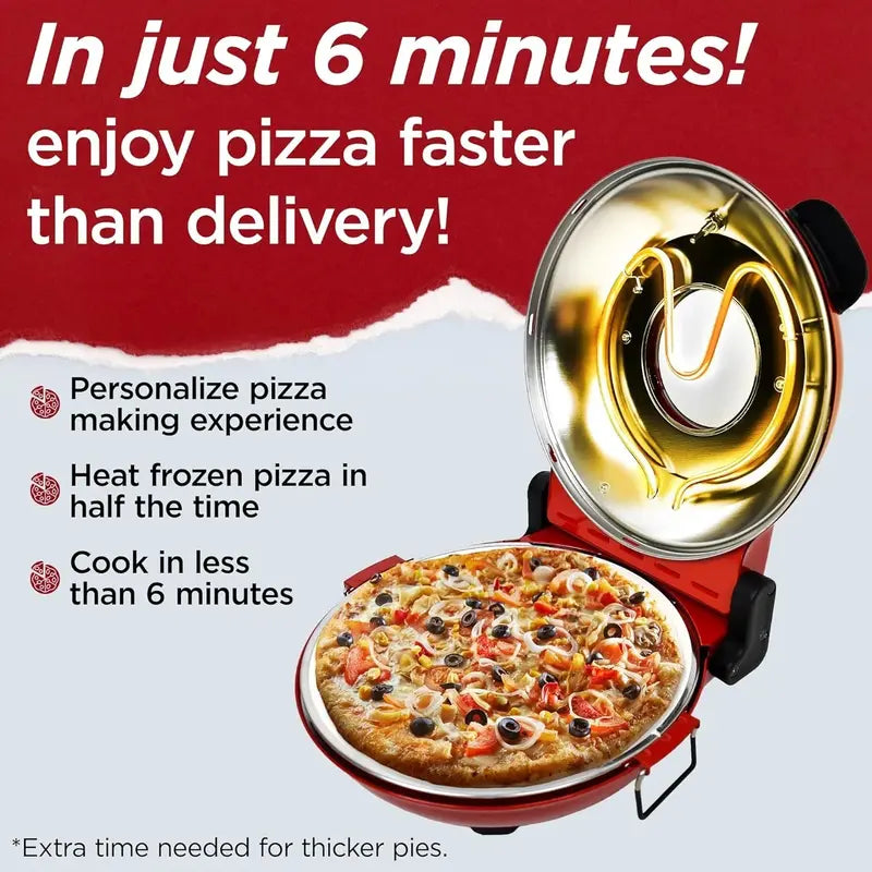 1200W Electric Pizza Oven  Ceramic Stone Baking, Viewing Window, Timer & Adjustable Temperature Control